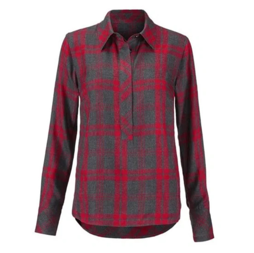 Cabi Size M Cunningham Flannel Popover Shirt 3587 Plaid Red Gray